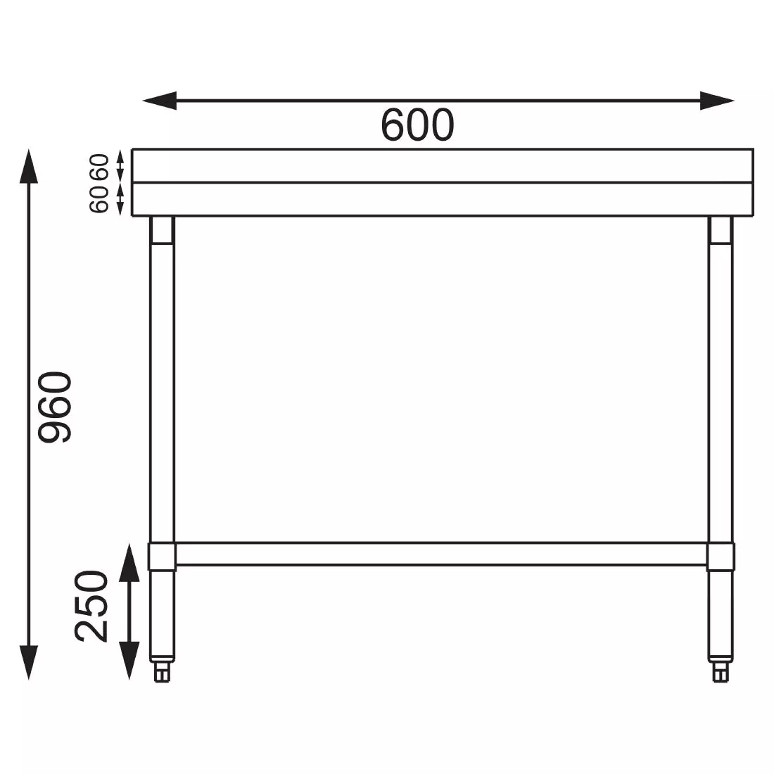 Een Vogue RVS werktafel met achteropstand 90x60x60cm koop je bij ShopXPress