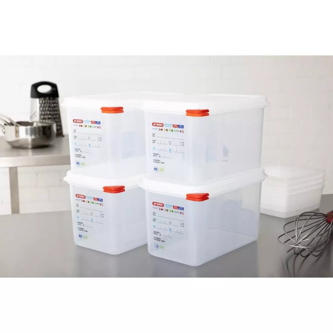 Een Araven GN 1/4 voedselbak met deksel 4,3L (4 stuks) koop je bij ShopXPress