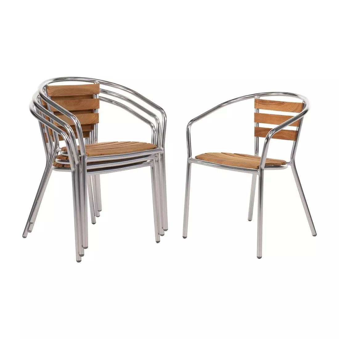 Een Bolero aluminium en essenhouten stoelen met armleuning (4 stuks) koop je bij ShopXPress