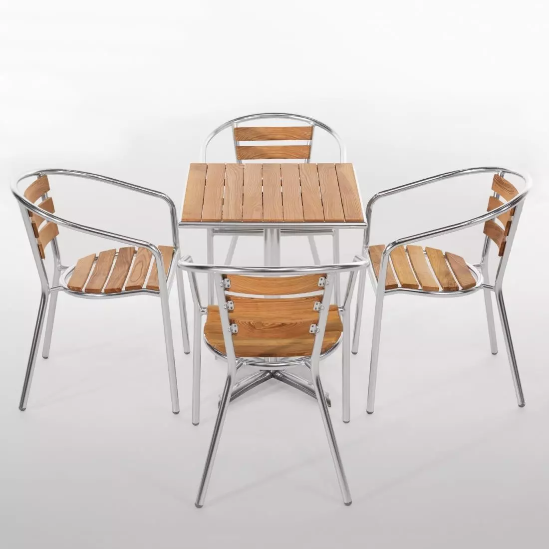 Een Bolero aluminium en essenhouten stoelen met armleuning (4 stuks) koop je bij ShopXPress