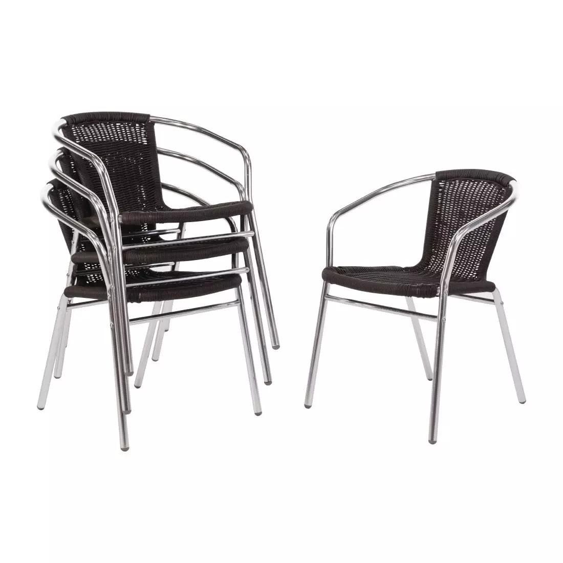 Een Bolero aluminium en polyrotan stoelen zwart (4 stuks) koop je bij ShopXPress