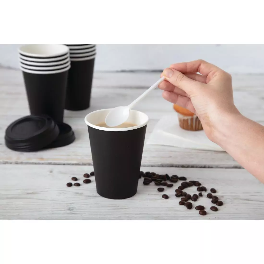 Een Fiesta Recyclable koffiebekers enkelwandig zwart 23cl (50 stuks) koop je bij ShopXPress