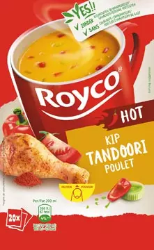 Een Royco Minute Soup tandoori kip, pak van 20 zakjes koop je bij ShopXPress