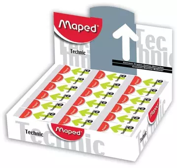 Een Maped gum Technic 300 in kartonnen beschermetui en verpakt onder cellofaan, doos van 36 stuks koop je bij ShopXPress