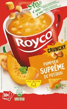Een Royco Minute Soup pompoensuprême met croutons, pak van 20 zakjes koop je bij ShopXPress