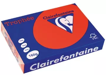 Een Clairefontaine Trophée Intens, gekleurd papier, A4, 160 g, 250 vel, koraalrood koop je bij ShopXPress