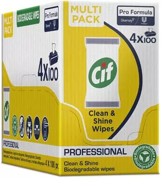 Een Cif vochtige schoonmaakdoekjes Clean & Shine, pak van 100 stuks koop je bij ShopXPress