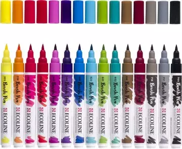 Een Talens Ecoline Brush pen, etui van 15 stuks, assorti koop je bij ShopXPress