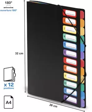 Een Viquel Rainbow Class sorteermap, ft A4, met 12 vakken koop je bij ShopXPress