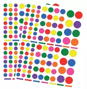 Een Apli Kids verwijderbare stickers, cirkel, blister met 624 stuks in geassorteerde kleuren en groottes koop je bij ShopXPress