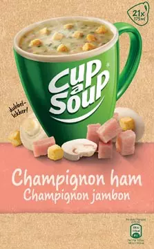 Een Cup-a-Soup champignon ham, pak van 21 zakjes koop je bij ShopXPress