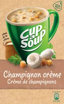 Een Cup-a-Soup champignon crème met croutons, pak van 21 zakjes koop je bij ShopXPress