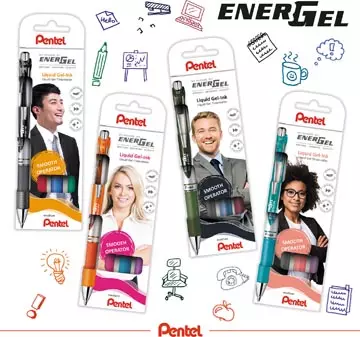 Een Pentel Roller Energel RT BL77, etui met 4 stuks, assorti koop je bij ShopXPress