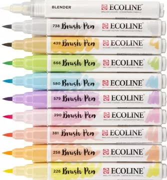 Een Talens Ecoline Brush pen, etui van 10 stuks in pastelkleuren koop je bij ShopXPress