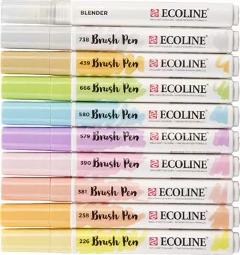 Een Talens Ecoline Brush pen, etui van 10 stuks in pastelkleuren koop je bij ShopXPress