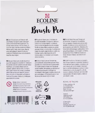 Een Talens Ecoline Brush pen, etui van 10 stuks in pastelkleuren koop je bij ShopXPress