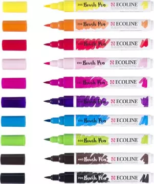Een Talens Ecoline Brush pen, etui van 10 stuks, helder koop je bij ShopXPress