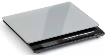 Een MAUL postweegschaal Square 5 kg ( /1gr) incl. batterij met glazen weegplateau koop je bij ShopXPress