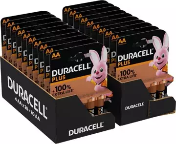 Een Duracell batterij Plus 100% AA, 20 x blister van 4 stuks koop je bij ShopXPress