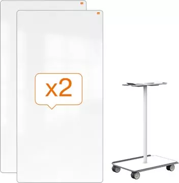 Een Nobo Move & Meet mobiel systeem, 2 whiteboard panelen, 90 x 180 cm koop je bij ShopXPress