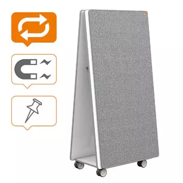 Een Nobo Move & Meet mobiel systeem, 2 whiteboard en 2 memoboard panelen, 90 x 180 cm koop je bij ShopXPress