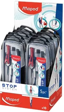 Een Maped passer Stop System 5-delige passerdoos: 1 passer Stop System, 1 universeel inzetstuk, 1 mineslij... koop je bij ShopXPress