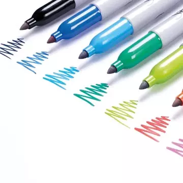 Een Sharpie permanente marker, fijn, blister van 18 stuks in geassorteerde kleuren koop je bij ShopXPress