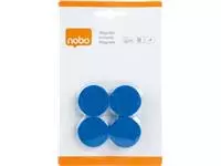 Een Nobo magneten diameter van 30 mm, blauw, blister van 4 stuks koop je bij ShopXPress