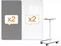 Een Nobo Move & Meet mobiel systeem, 2 whiteboard en 2 memoboard panelen, 90 x 180 cm koop je bij ShopXPress