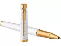 Een Parker IM Premium roller, fijn, in giftbox, Pearl (wit/goud) koop je bij ShopXPress