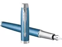 Een Parker IM Premium vulpen, fijn, in giftbox, blue (blauw/zilver) koop je bij ShopXPress