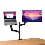 Een Trust Mara monitorarm, dubbele arm met 1 laptoparm, zwart koop je bij ShopXPress