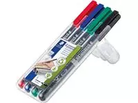 Een Staedtler Lumocolor 318, OHP-marker, permanent, 0,6 mm, box van 4 stuks in geassorteerde kleuren koop je bij ShopXPress