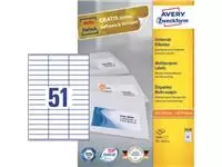 Een Avery Zweckform 3420, Universele etiketten, Ultragrip, wit, 100 vel, 51 per vel, 70 x 16,9 mm koop je bij ShopXPress