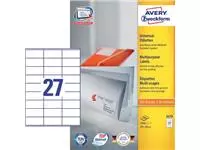 Een Avery Zweckform 3479, Universele etiketten, Ultragrip, wit, 100 vel, 27 per vel, 70 x 32 mm koop je bij ShopXPress