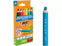 Een Bic Kids kleurpotlood Multisurface, assorti, etui van 6 stuks + slijper koop je bij ShopXPress