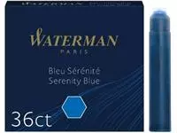 Een Waterman inktpatronen Standard, blauw (Serenity), blister van 36 stuks koop je bij ShopXPress