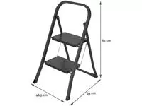 Een Brasq trapladder SL200, metaal, zwart, 2 treden koop je bij ShopXPress