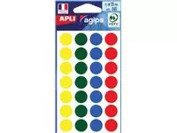 Een Agipa ronde etiketten in etui diameter 15 mm, geassorteerde kleuren, 140 stuks, 28 per blad koop je bij ShopXPress