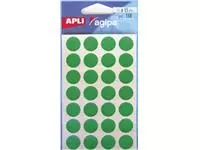Een Agipa ronde etiketten in etui diameter 15 mm, groen, 168 stuks, 28 per blad koop je bij ShopXPress