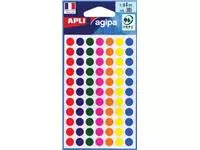 Een Agipa ronde etiketten in etui diameter 8 mm, geassorteerde kleuren, 385 stuks, 77 per blad koop je bij ShopXPress