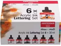 Een Amsterdam acryl inkt Lettering, set met 6 flacons van 30 ml, assorti koop je bij ShopXPress