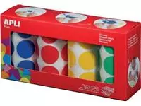 Een Apli Kids stickers XL cirkels, diameter 33 mm, doos met 4 rollen in 4 kleuren koop je bij ShopXPress