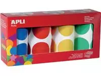 Een Apli Kids stickers XL cirkels, diameter 45 mm, doos met 4 rollen in 4 kleuren koop je bij ShopXPress