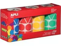 Een Apli Kids stickers XL, doos met 4 rollen in 4 kleuren en 4 vormen (blauw, rood, geel en groen) koop je bij ShopXPress