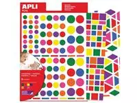 Een Apli Kids verwijderbare stickers, geassorteerde vormen, kleuren en groottes, blister met 664 stuks koop je bij ShopXPress
