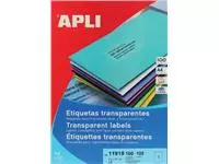 Een Apli Transparante etiketten ft 210 x 297 mm (b x h), 100 stuks, 1 per blad, doos van 100 blad koop je bij ShopXPress