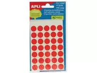 Een Apli ronde etiketten in etui diameter 13 mm, rood, 175 stuks, 35 per blad (2057) koop je bij ShopXPress