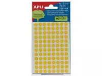 Een Apli ronde etiketten in etui diameter 8 mm, geel, 288 stuks, 96 per blad (2044) koop je bij ShopXPress