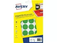 Een Avery PET30V ronde markeringsetiketten, diameter 30 mm, blister van 240 stuks, groen koop je bij ShopXPress